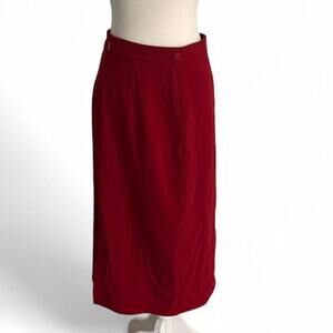 Tibi Red Pencil Skirt With Button Closure and open Pleat Size 6